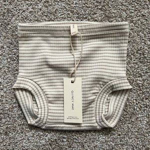 Quincy Mae Ribbed Bloomers Ash Stripe 6-12mo Organic NWT